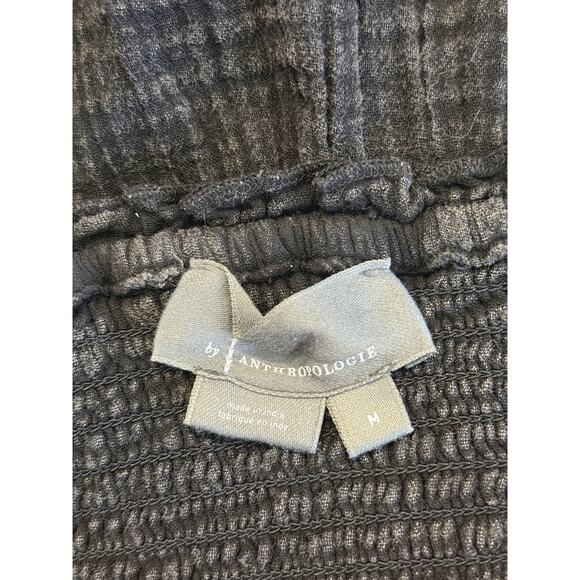 ANTHROPOLOGIE MARISOL GAUZE SQUARE NECK SMOCKED STRAPLESS MINI DRESS BLACK MED - Picture 8 of 8